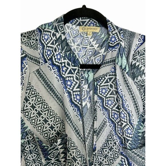 Democracy Womens Large Asymmetrical Hi Low Top Plunge Twist Neckline Sz S - Picture 2 of 3